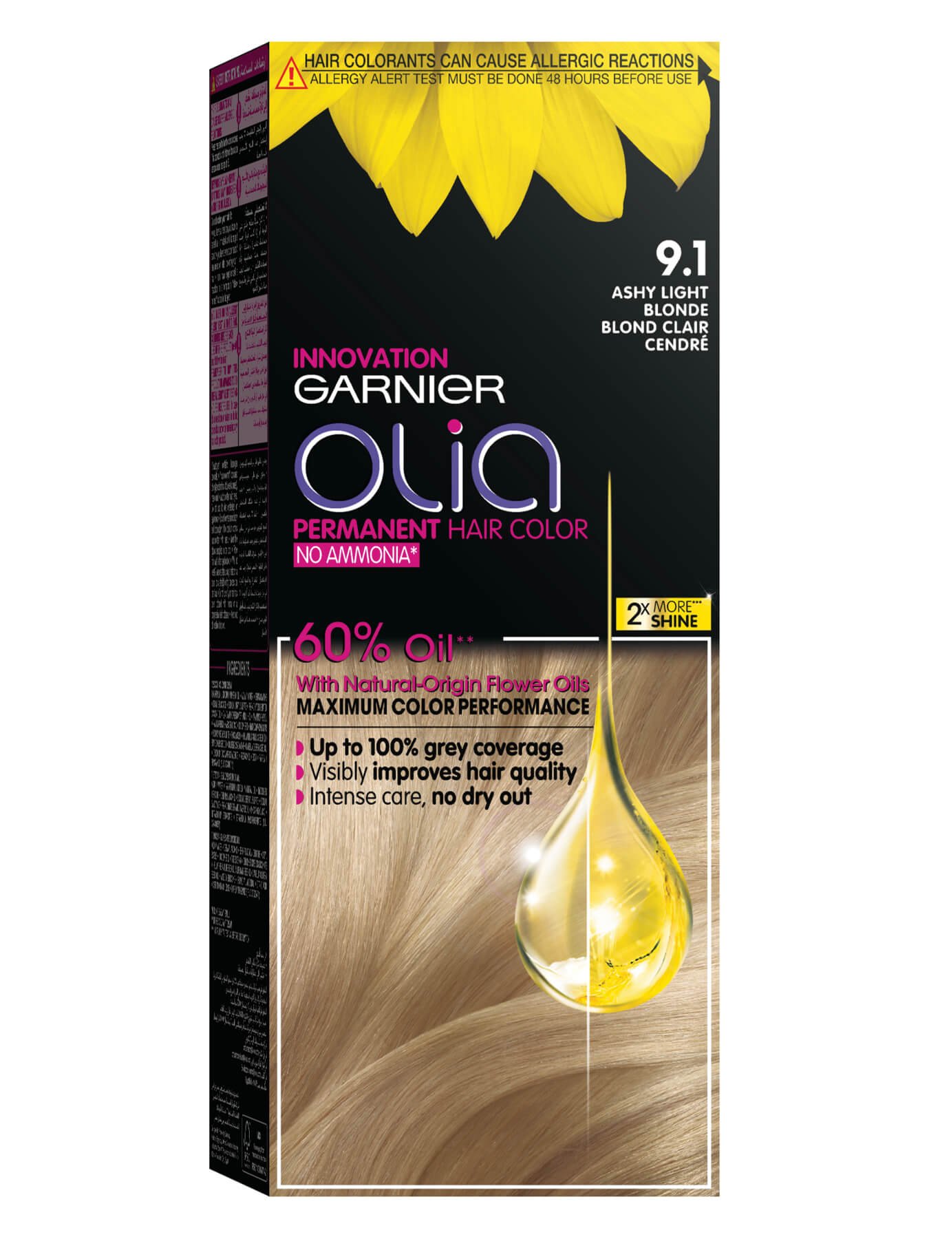 Garnier Olia,  Ashy Light Blonde, No Ammonia Permanent Haircolor, with  60% Oils